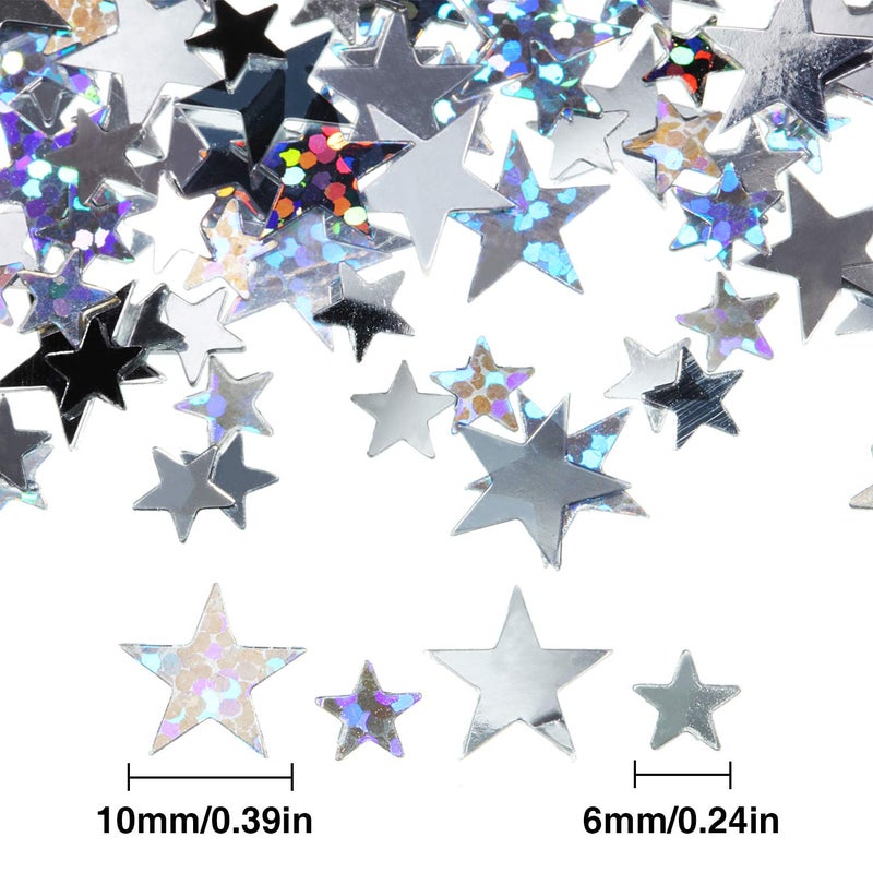 Hestya 60g Star Confetti Glitter Table Confetti Metallic Foil Stars for Christmas Party Wedding Festival Decorations(Silver Set,10mm and 6mm) - Image 2